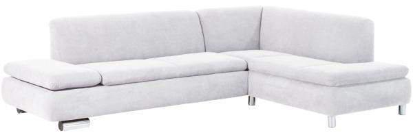 Ecksofa mit Ottomane rechts Kaye Bezug Veloursstoff Metallfuß verchromt / creme 23101