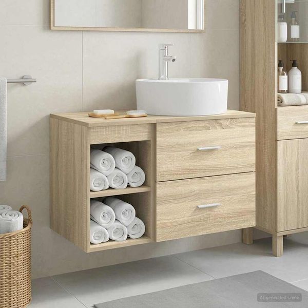 vidaXL Badezimmermöbel-Set 2 pcs Sonoma-Eiche Holzwerkstoff 3403906