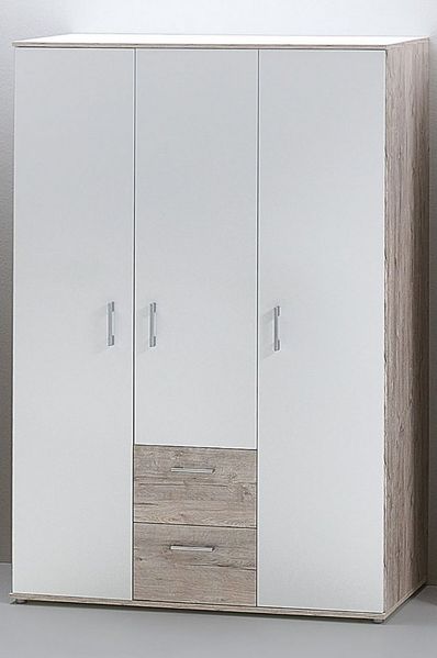 OTTO home Kinderkleiderschrank Kleiderschrank »Rieke« 3-türig mit 2 Schubkästen (1-St) 2 Kleiderstangen, 3 Drehtüren, 2 Schubkästen