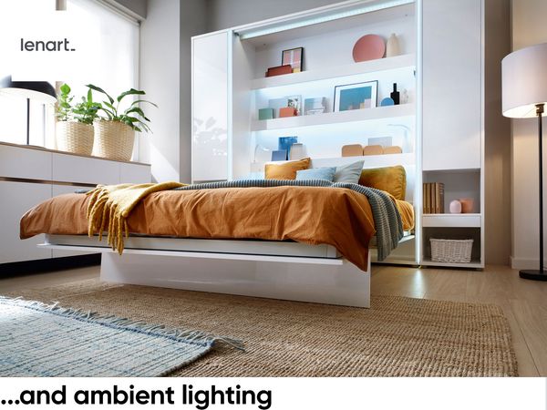 MEBLINI Schrankbett Bed Concept - BC-03 - 90x200cm Vertikal - Grau Matt mit Matratze - Wandbett mit Lattenrost - Klappbett mit Schrank - Wandklappbett - Murphy Bed - Bettschrank Bild 6