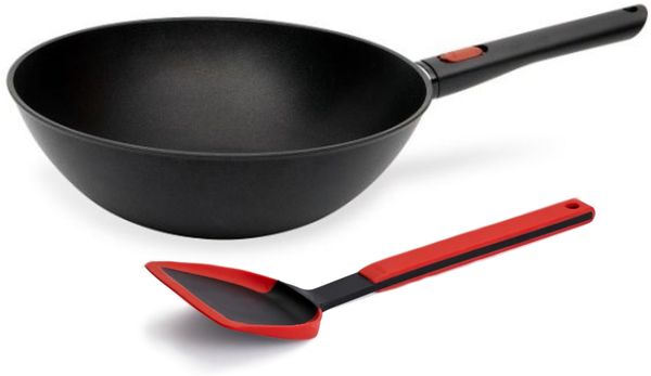 WOLL Wok Eco Lite QXR Ø 30 cm/ H: 10 cm / 4,1 L PFAS‑frei Diamond‑QXR Versiegelung Aluminium (100 % recycelt) abnehmbarer Griff alle Herdarten inkl. Induktion bis 250 °C Spülmaschinenfest