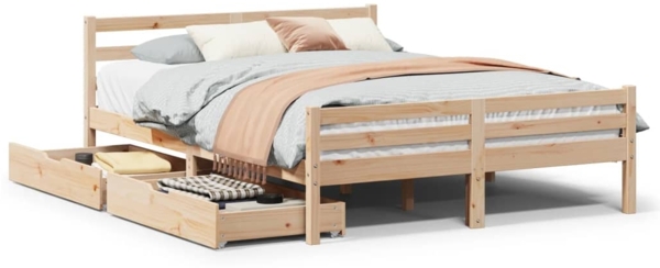 vidaXL Massivholzbett ohne Matratze 135x190 cm Kiefernholz 3301600