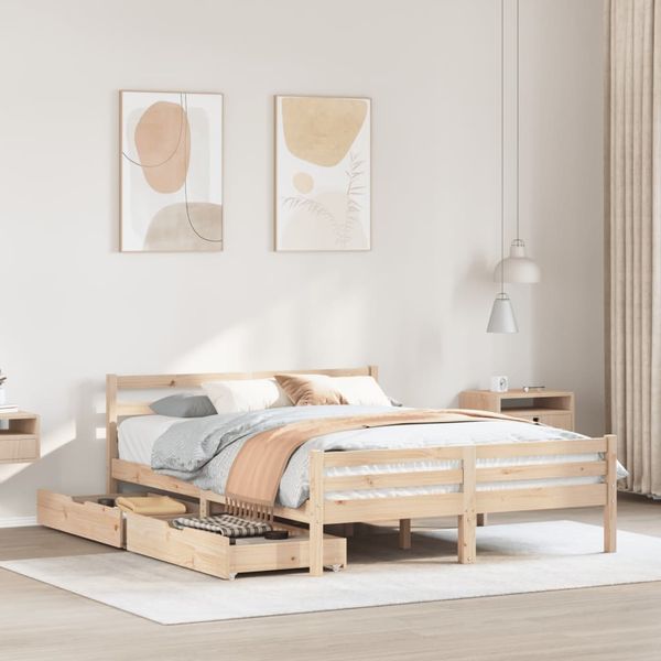 vidaXL Massivholzbett ohne Matratze 135x190 cm Kiefernholz 3301600