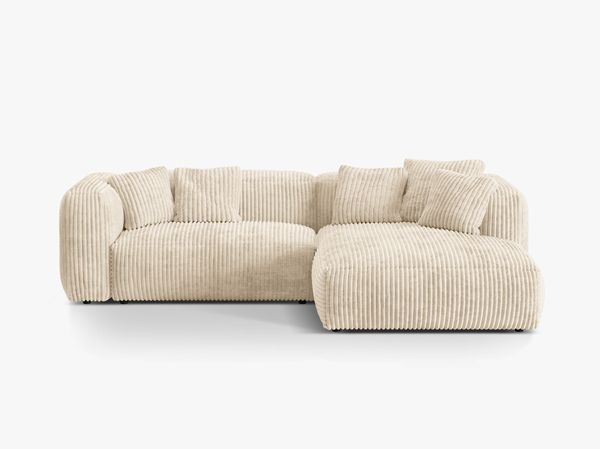 Micadoni Ecksofa Martina 2-Sitzer Rechts Kord Helles Beige