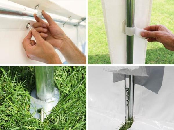 TOOLPORT Party-Zelt Festzelt 4x6 m Garten-Pavillon -Zelt PVC Plane 700 N in grau-weiß Wasserdicht Bild 9