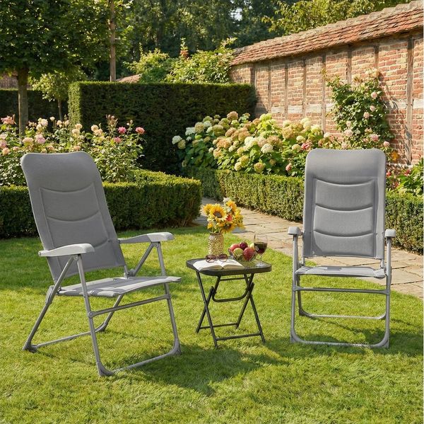 TLGREEN Klappstuhl 6-fach verstellbarer Campingstuhl mit gepolsterter Sitzfläche (2 St), Stabiler Aluminiumrahmen & 2 cm dicke Polsterung,bis 150 kg