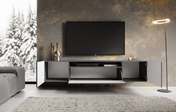 MOEBLO TV-Board VIRENO (TV-Schrank – modern, stehend oder hängend, mit geräumigen Fächern & stilvollen Fronten, 200 cm, verschiedene Farben), (BxHxT): 200 x 53 x 41 cm