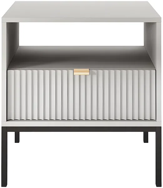 Vente-unique - LIOUBA Nachttisch Holz, Platte Grau - B 39 cm x H 56 cm x L 54 cm Bild 4