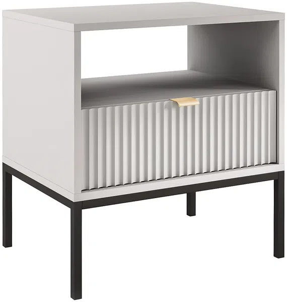 Vente-unique - LIOUBA Nachttisch Holz, Platte Grau - B 39 cm x H 56 cm x L 54 cm Bild 3