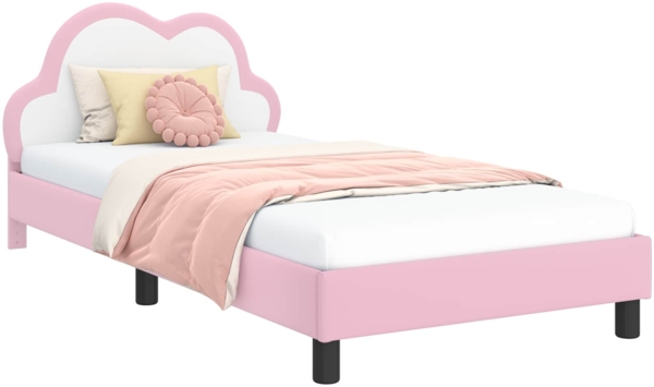 vidaXL Kinderbettgestell mit Kopfteil mit Kopfteil Rosa 90x200 cm PU 42011185