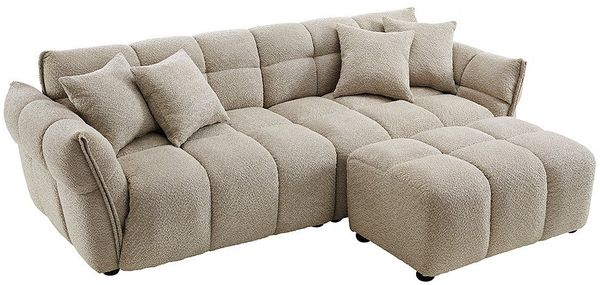 riess-ambiente 3-Sitzer CLOUD 260cm beige · XXL Couch mit Boucléstoff-Bezug und 4 Zierkissen, Einzelartikel 1 Teile, Bigsofa mit Federkern · Nosagunterfederung · Modern Design