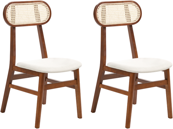 Esszimmerstuhl 2er Set FALLON Holz Braun Hellbeige