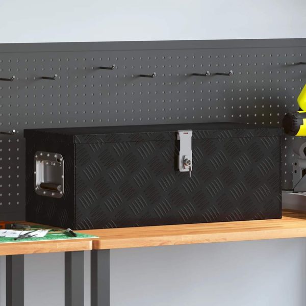 vidaXL Aufbewahrungsbox Schwarz 70x31x27 cm Aluminium 152251