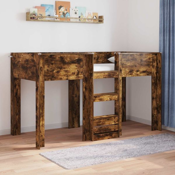 vidaXL Etagenbett für Kinder Geräucherte Eiche 75x190 cm 3410471