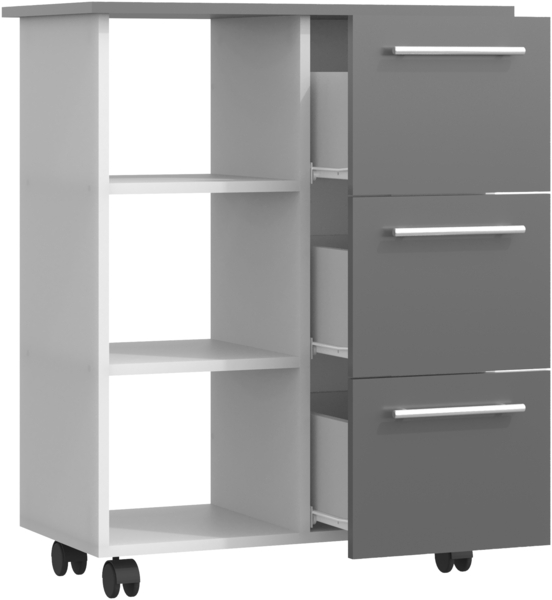 VCM Küchenmöbel Servierwagen Esilo 919016 Weiß / Anthrazit H. 85 x B. 68 x T. 38 cm Bild 3