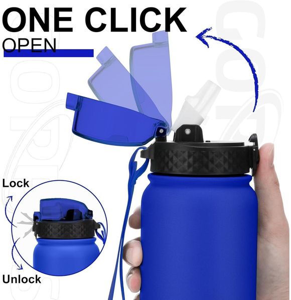 Edelstahl Thermosflasche 1L Trinkflasche Strohhalm Isolierflasche Auslaufsicher Bild 2