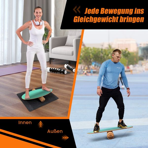 Balance Board aus Holz Wobble Board mit Rolle & Decke 3-in-1 Balance Board Kit Grün
