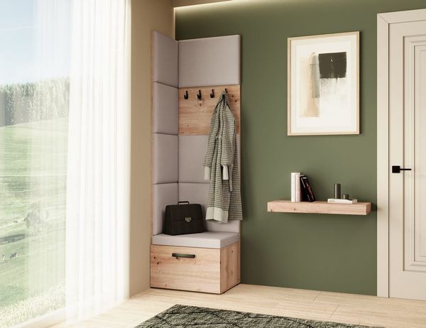 Beautysofa Garderobenschrank mit gepolsterten Paneelen MARGARET V modernes Design, mit praktischen Kleiderhaken