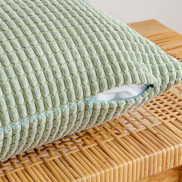 Kordsamt Kissenbezug Granulat Dekorativ Wohnzimmer 2er Set 40x40 cm Bohnengrün Bild 2