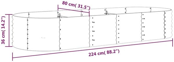 vidaXL Hochbeet Verzinkter Stahl 224x80x36 cm Grau 318919 Bild 6