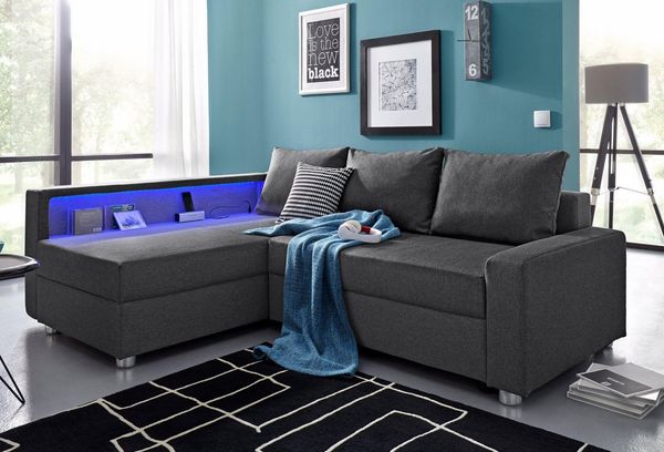 COLLECTION AB Ecksofa Relax L-Form, inklusive Bettfunktion, Federkern, wahlweise mit RGB-LED-Beleuchtung