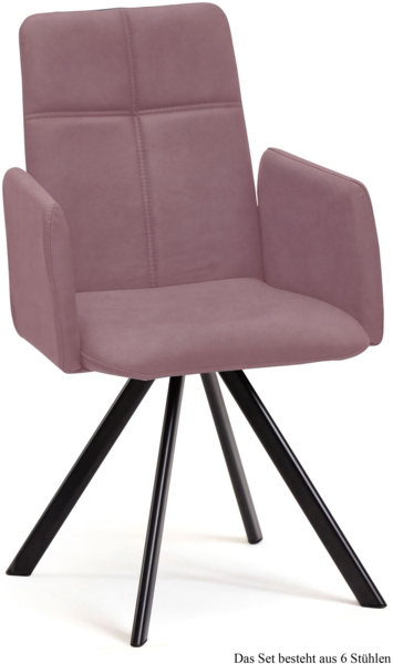 Armlehnstuhl drehbar (6er-Set) Desha 52x92x60 Schwarz/Rosewood