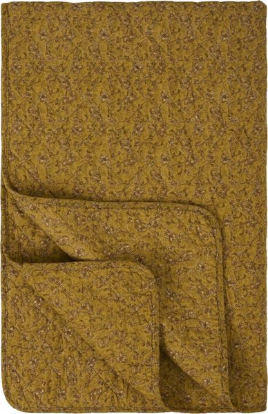 Ib Laursen - Decke Quilt Wohndecke Überwurf 180x130 cm Senfgelb Blumen 07879-03