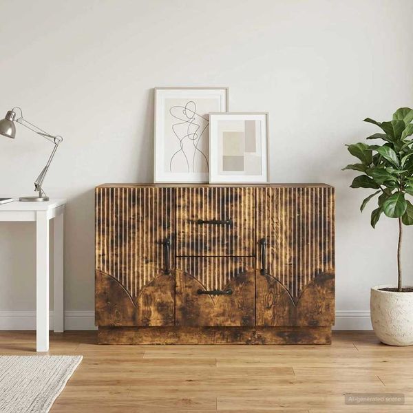 vidaXL Sideboard Geräucherte Eiche 89 x 34,5 x 57 cm Holzwerkstoff 895350