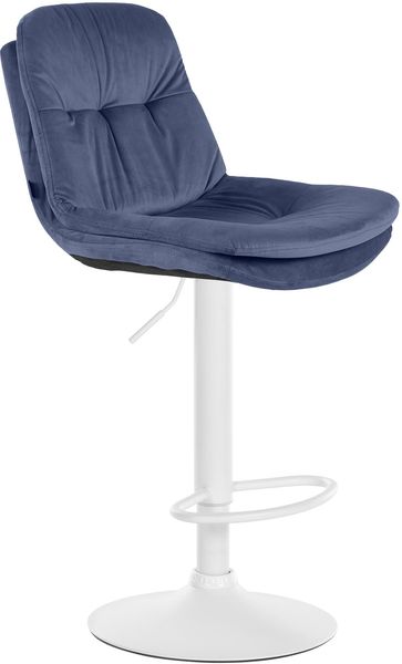 Barhocker MITUN - Samt Blau 46x54x94 cm Weiß | Barstuhl Höhenverstellbar Mit Lehne Drehbar Tresenhocker Tresenstuhl Kneipenhocker Kneipenstuhl