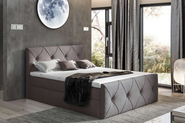 99rooms Arian Lux Boxspringbett Kunstleder 200x200 cm Grau