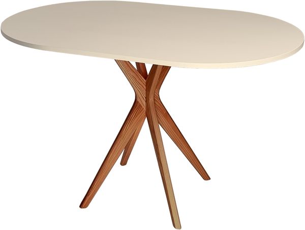 Ragaba ovaler Esstisch, MDF & Massives Eschenholz Eichenbeize, 75x100 cm, Braun Beige
