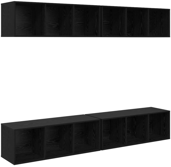 vidaXL TV-Schrankset 4 pcs Schwarz Eichen-Optik 37 x 37 x 107,5 cm 3393535