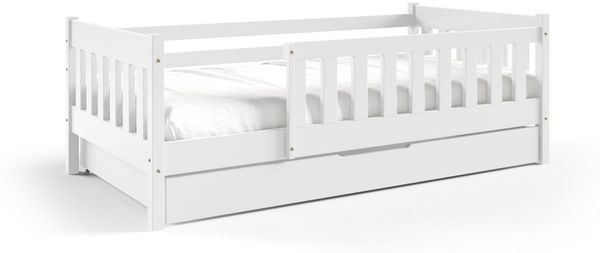 Masseno Etagenbett ELSA 80x160 cm mit Schublade Hochbett Massivholz Weiß