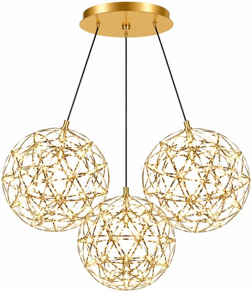 s.luce Atom Cluster LED Mehrfach-Pendelleuchte 3-flammig Gold 50cm