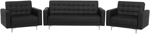 Sofa Set Kunstleder schwarz ABERDEEN