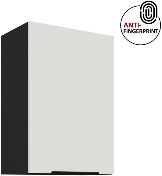 Küchen Hängeschrank 50 cm ARIA Weiss ultra matt + Schwarz matt, hochwertige Fronten mit Anti Fingerprint Beschichtung Küchenzeile Küchenblock