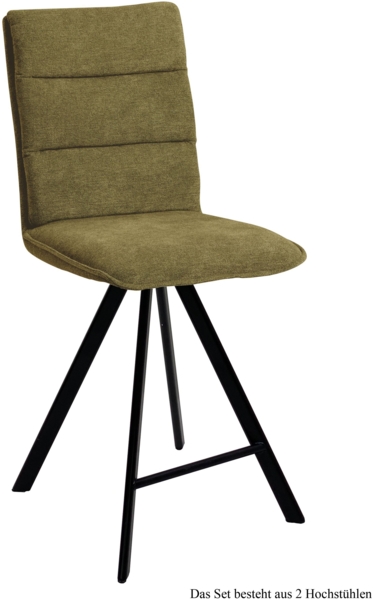 Thekenstuhl drehbar (2er-Set) Devonne 47x109x60 Schwarz/Olivgrün