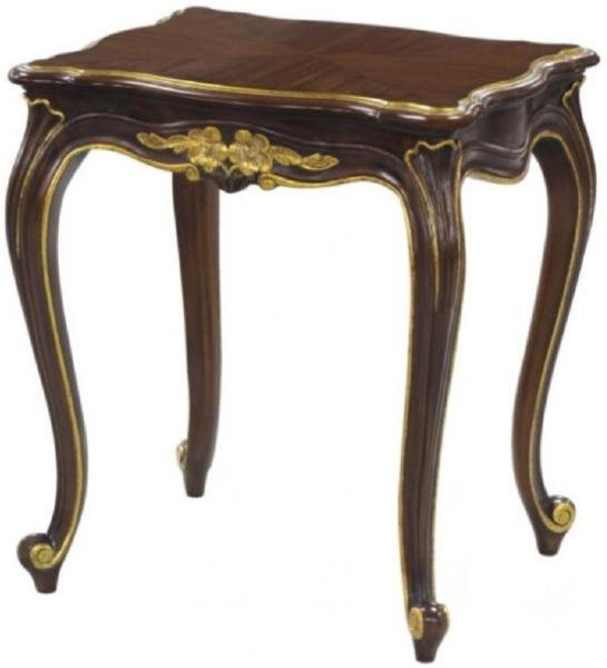 Casa Padrino Luxus Barock Beistelltisch Dunkelbraun / Gold 58 x 48 x H. 66 cm - Luxus Qualität