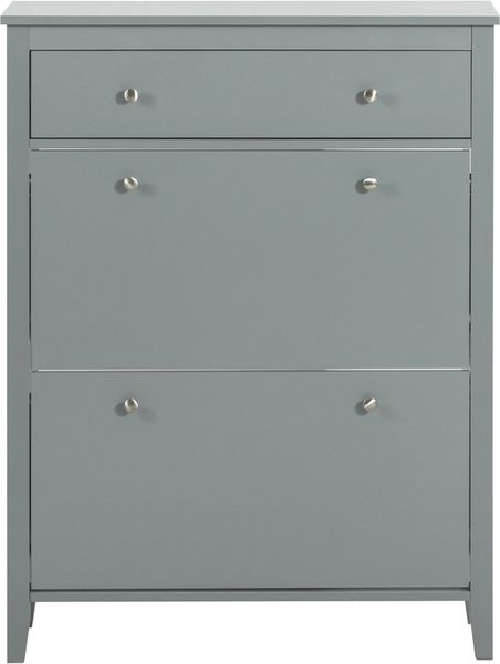 SoBuy FSR89-HG Schuhschrank, MDF, Lackiert, Grau, 76 x 78 x 18 cm