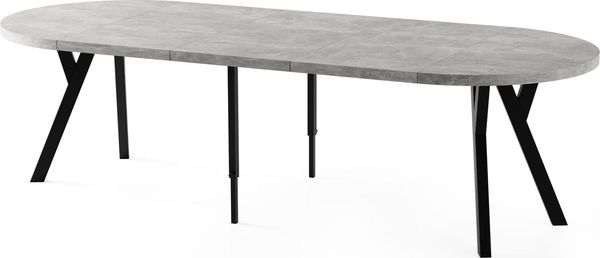 WFL GROUP Esstisch Twixy ausziehbar rund industrial mit schwarzen Holzbeinen (MADE IN EU, erhältlich in 2 Größen – Durchmesser 100 cm, ausziehbar auf 250/300 cm), XXL groß extra lang Ausziehtisch für 5-16 oder 5-14 Personen