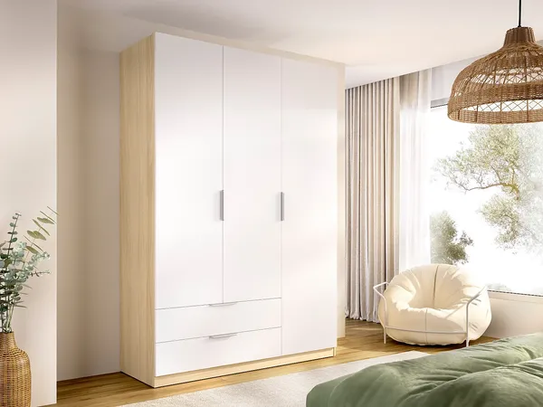 Vente-unique - KALONY Wardrobe and walk-in wardrobe Holz, Platte BeigeWeiß - B 51,4 cm x H 203,5 cm x L 136,6 cm