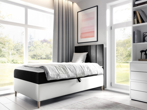 Boxspringbett Chapeni 'Junior 1' schwarz 100x200 cm Rechts Bild 2