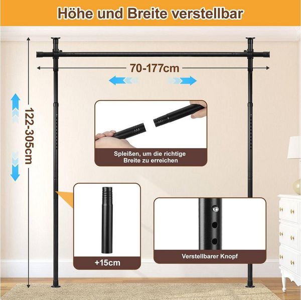 Clanmacy Raumteilerregal Raumteiler Paraventgestell Gardinenstange Verstellbar Flexibel Stangen