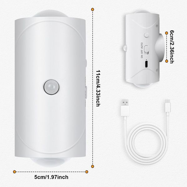 VIVIHEYDAY LED Wandleuchte LED Akku Wandleuchte Innen mit Bewegungsmelder, Kabellos, USB Aufladbare Batterie Wandlampe, RGB Wandbeleuchtung 7 Farben, Wandleuchte für Schlafzimmer Treppenhaus