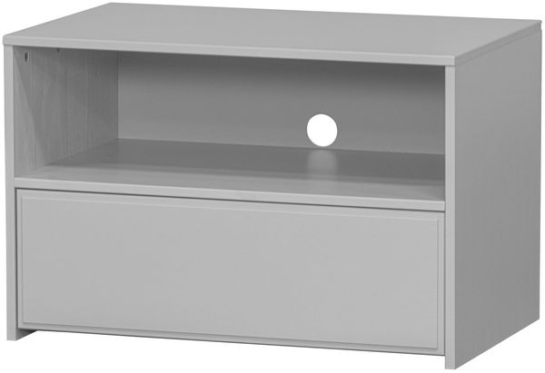 TV-Board Yissa aus FSC-Kiefernholz, modern mit Schublade und Fach, wolkengrau, 70 cm breit