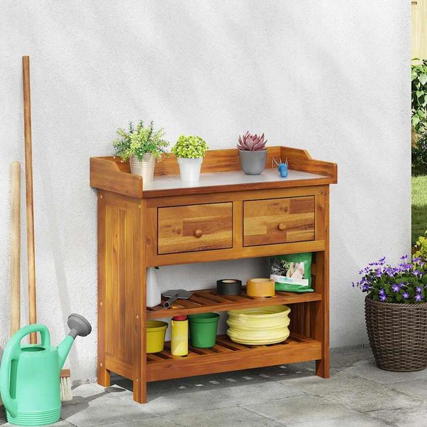 vidaXL Garten-Schrank Natur 78 x 36,5 x 78 cm Massivholz Akazie 42001366