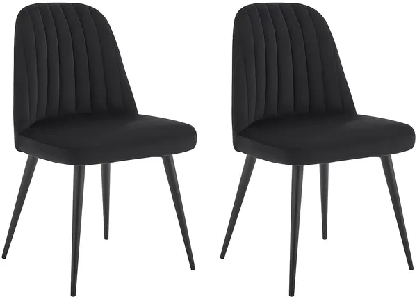 Vente-unique - ELEANA Stuhl SamtStoff Schwarz - B 52 cm x H 81 cm x L 49 cm