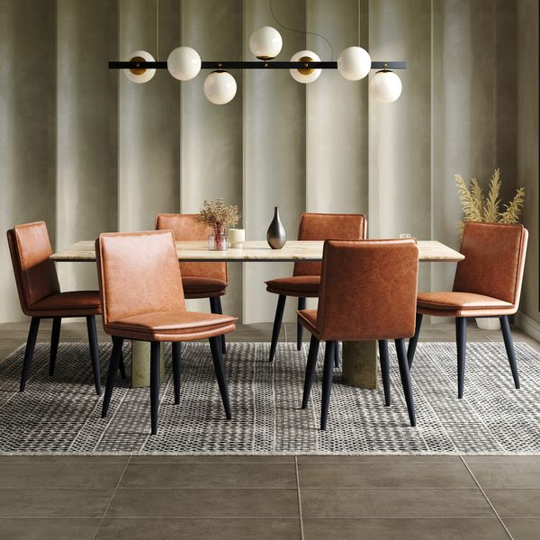 Esszimmerstuhl 6er-Set Braun, PU-Bezug, 49x57x84 cm, gepolstert