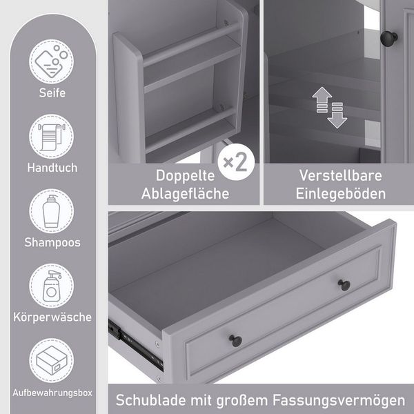 i@home Waschbeckenschrank Badezimmerschrank, weiß /grau (Packung set) mit Waschbeck, Waschtisch und Schublade,76x46x87cm