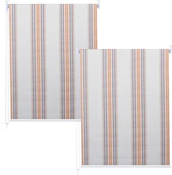 2er-Set Rollo HWC-D52, Fensterrollo Seitenzugrollo Jalousie, 120x230cm Sonnenschutz blickdicht ~ grau/braun/orange